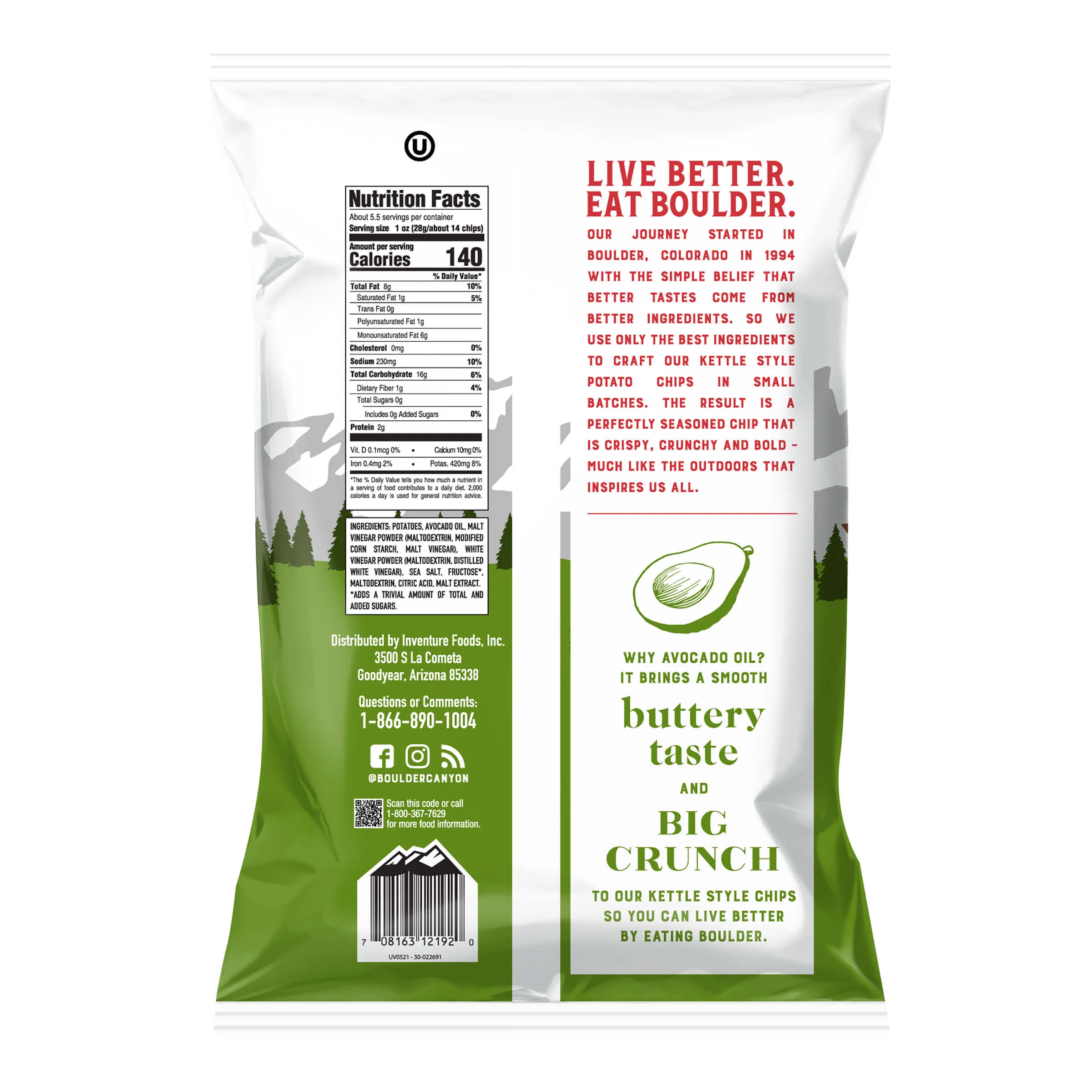 Boulder Canyon Kettle Potato Chips Canyon Cut Avocado Oil Malt Vinegar & Sea Salt - Image 6