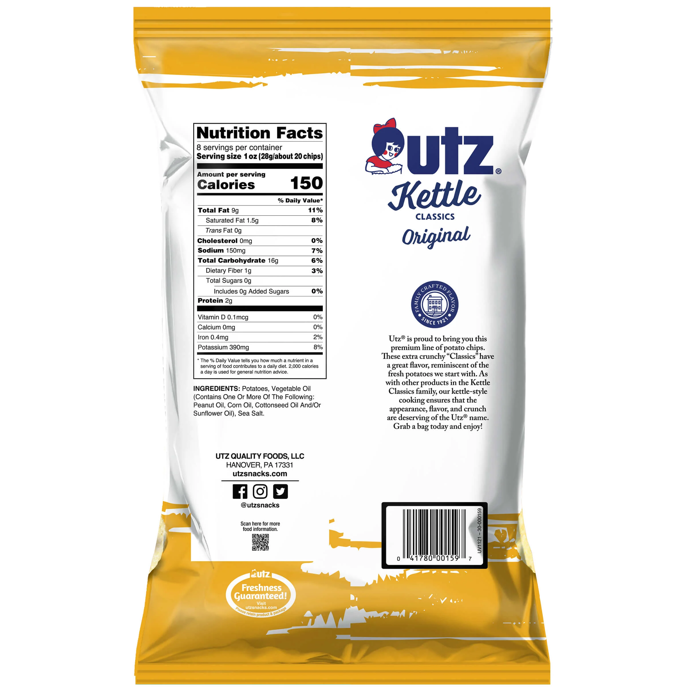 Utz Kettle Classics Potato Chips Original - Image 10